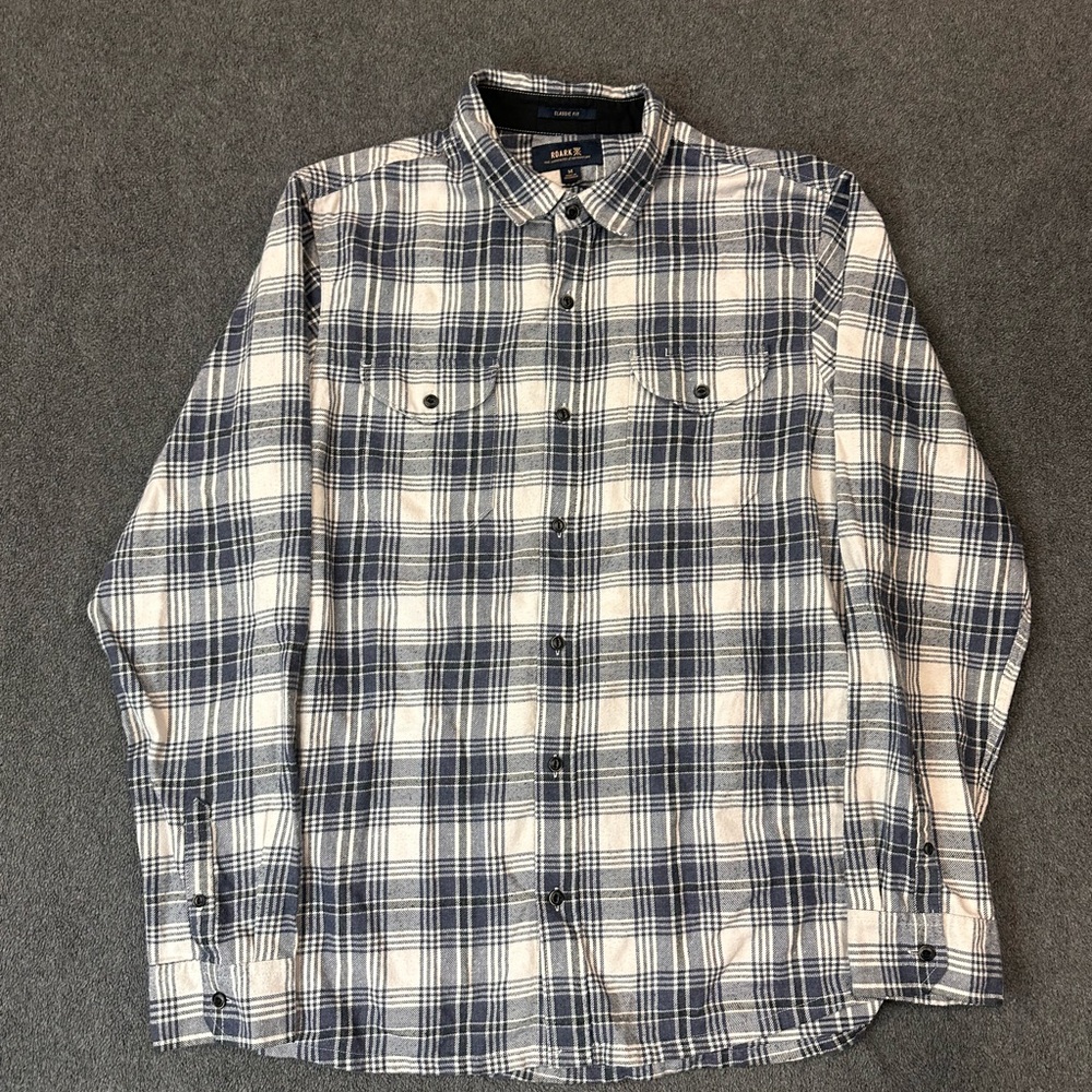 Roark Classic Fit Button Up Flannel Shirt Mens M Blue Outdoor Plaid
